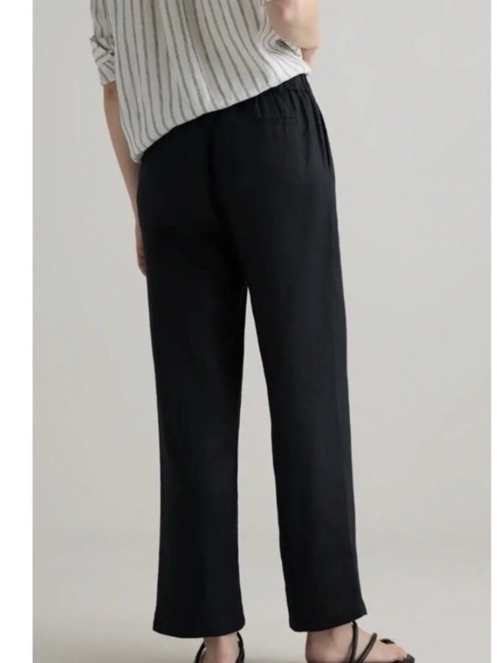 Quince 100% European Linen Pleated Trouser Sz 16 Black Minimalist Pants